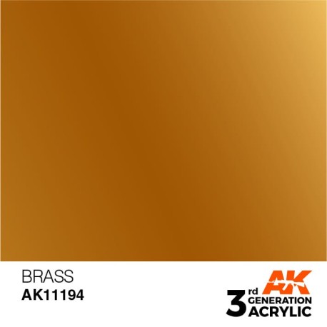 Acrílicos de 3rd Generación, BRASS– METALIC. Bote 17 ml. Marca Ak-Interactive. Ref: Ak11194.
