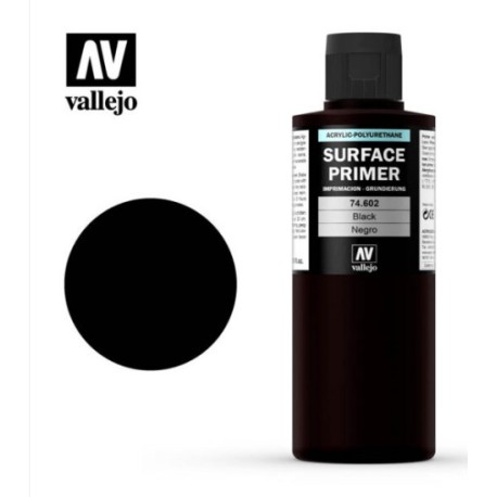 Surface Primer, Imprimacion Negra. Bote 200 ml. Marca Vallejo. Ref: 74.602.