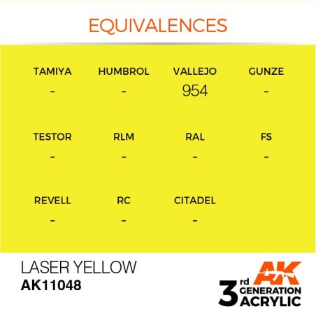 Acrílicos de 3rd Generación, LASER YELLOW – STANDARD. Bote 17 ml. Marca Ak-Interactive. Ref: Ak11048.