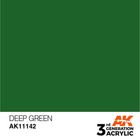 Acrílicos de 3rd Generación,  DEEP GREEN – STANDARD. Bote 17 ml. Marca Ak-Interactive. Ref: Ak11142.