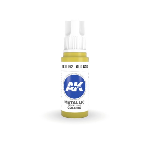 Acrílicos de 3rd Generación,  OLD GOLD – METALIC. Bote 17 ml. Marca Ak-Interactive. Ref: Ak11192.