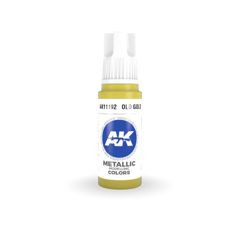 Acrílicos de 3rd Generación,  OLD GOLD – METALIC. Bote 17 ml. Marca Ak-Interactive. Ref: Ak11192.
