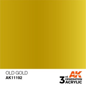 Acrílicos de 3rd Generación,  OLD GOLD – METALIC. Bote 17 ml. Marca Ak-Interactive. Ref: Ak11192.