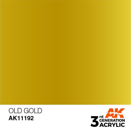 Acrílicos de 3rd Generación,  OLD GOLD – METALIC. Bote 17 ml. Marca Ak-Interactive. Ref: Ak11192.