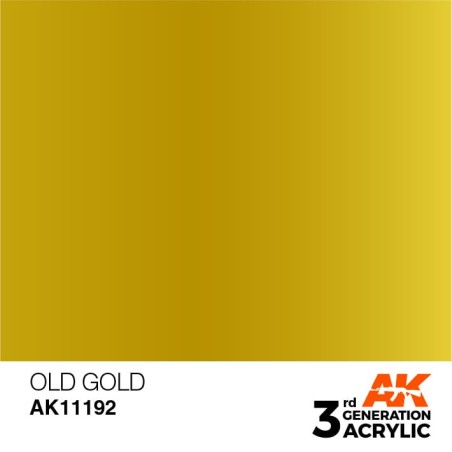 Acrílicos de 3rd Generación,  OLD GOLD – METALIC. Bote 17 ml. Marca Ak-Interactive. Ref: Ak11192.