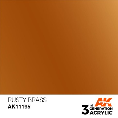 Acrílicos de 3rd Generación,  RUSTY BRASS– METALIC. Bote 17 ml. Marca Ak-Interactive. Ref: Ak11195.