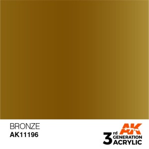 Acrílicos de 3rd Generación,  BRONZE – METALIC. Bote 17 ml. Marca Ak-Interactive. Ref: Ak11196.