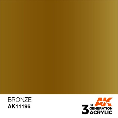 Acrílicos de 3rd Generación,  BRONZE – METALIC. Bote 17 ml. Marca Ak-Interactive. Ref: Ak11196.