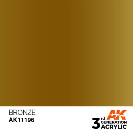 Acrílicos de 3rd Generación,  BRONZE – METALIC. Bote 17 ml. Marca Ak-Interactive. Ref: Ak11196.