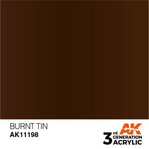 Acrílicos de 3rd Generación,  BURNT TIN – METALIC. Bote 17 ml. Marca Ak-Interactive. Ref: Ak11198.