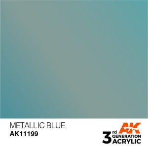 Acrílicos de 3rd Generación,  METALLIC BLUE  – METALlIC. Bote 17 ml. Marca Ak-Interactive. Ref: Ak11199.