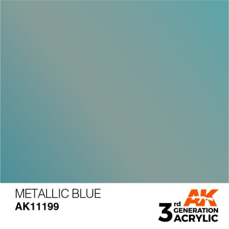 Acrílicos de 3rd Generación,  METALLIC BLUE  – METALlIC. Bote 17 ml. Marca Ak-Interactive. Ref: Ak11199.