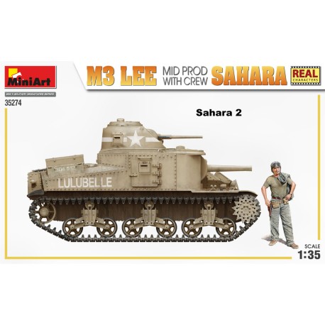M3 Lee Mid Prod., Sahara with crew. Escala 1:35. Marca Miniart. Ref: 35274.