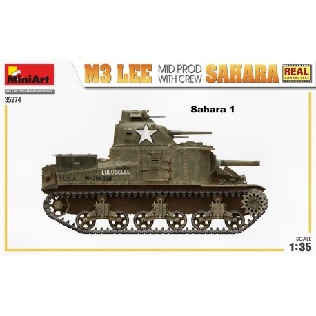 M3 Lee Mid Prod., Sahara with crew. Escala 1:35. Marca Miniart. Ref: 35274.