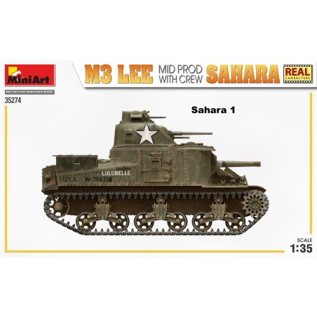 M3 Lee Mid Prod., Sahara with crew. Escala 1:35. Marca Miniart. Ref: 35274.