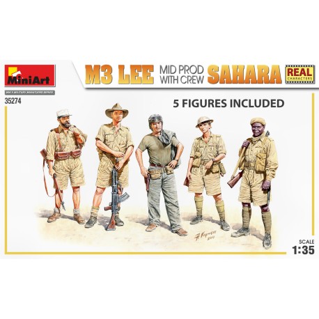 M3 Lee Mid Prod., Sahara with crew. Escala 1:35. Marca Miniart. Ref: 35274.
