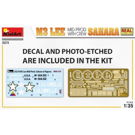 M3 Lee Mid Prod., Sahara with crew. Escala 1:35. Marca Miniart. Ref: 35274.