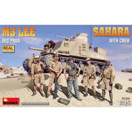 M3 Lee Mid Prod., Sahara with crew. Escala 1:35. Marca Miniart. Ref: 35274.