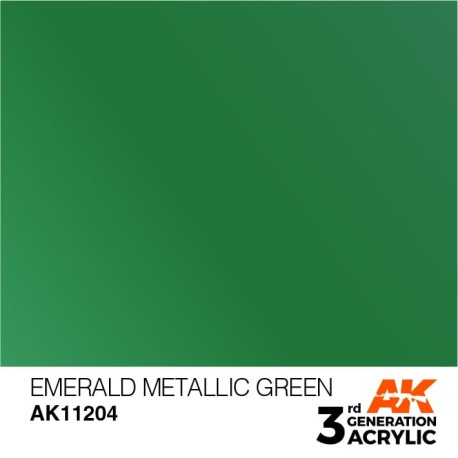 Acrílicos de 3rd General,EMERALD METALLIC GREEN –METALLIC . Bote 17 ml. Marca Ak-Interactive. Ref: Ak11204.