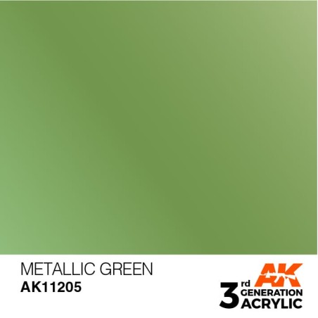 Acrílicos de 3rd General, METALLIC GREEN –METALLIC . Bote 17 ml. Marca Ak-Interactive. Ref: Ak11205.