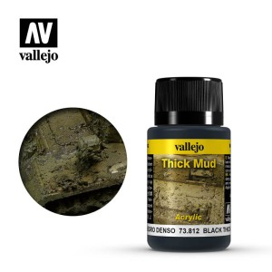 Weathering effects, Thick Black Mud (Barro Negro). Bote de 40 ml. Marca Vallejo. Ref: 73.812.