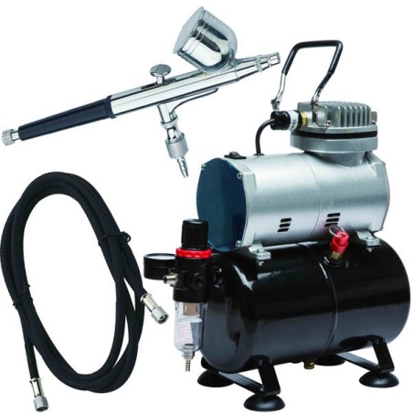 Compresor Automático con calderín D-80 (Originario Fengda TC-20T) + Aerógrafo. Marca Dismoer. Ref: 26106.
