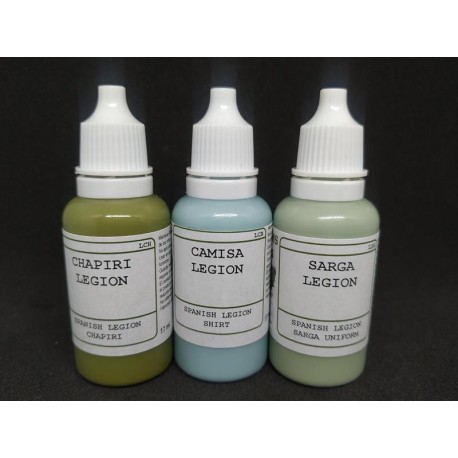 Set de 3 Acrilicos, UNIFORME LEGION. Bote 17 ml. Marca BMR. Ref: SETLEGION.