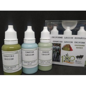 Set de 3 Acrilicos, UNIFORME LEGION. Bote 17 ml. Marca BMR. Ref: SETLEGION.