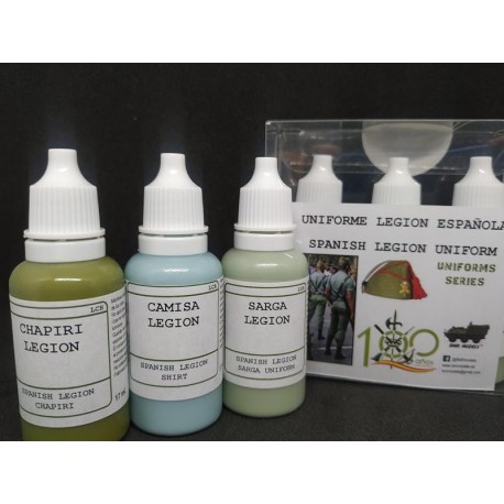 Set de 3 Acrilicos, UNIFORME LEGION. Bote 17 ml. Marca BMR. Ref: SETLEGION.