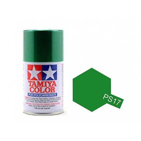 Spray Verde Metalizado Polycarbonate ( 86017 ). Bote 100 ml. Marca Tamiya. Ref: PS-17.