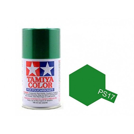 Spray Verde Metalizado Polycarbonate ( 86017 ). Bote 100 ml. Marca Tamiya. Ref: PS-17.