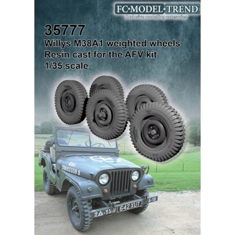 M38A1 Jeep, ruedas con peso. Escala 1:35. Marca FCmodeltrend. Ref: 35777.