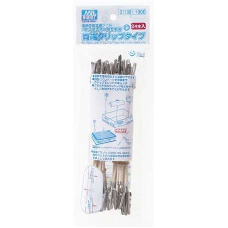 Mr.ALMIGHTY CLIP STICK（24pcs ), Bastoncillo con pinza. Marca MR Hobby. Ref: GT100.