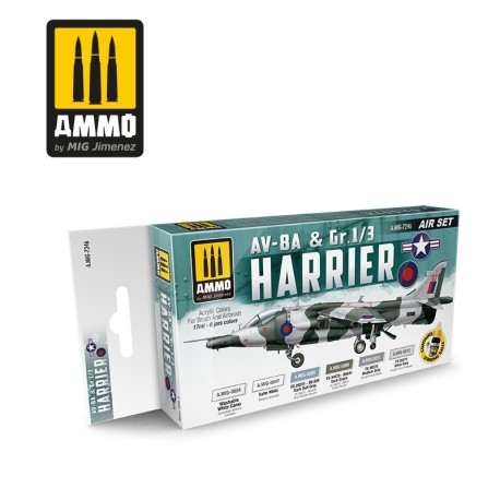 AV-8A US MARINES - Gr.1/3 HARRIER UK RAF SET. Marca Ammo of Mig Jimenez. Ref: AMIG7246.