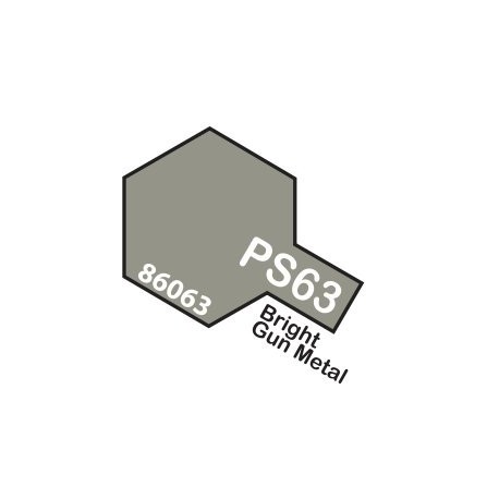 Spray Bright Gun Metal Polycarbonate ( 86063 ). Bote 100 ml. Marca Tamiya. Ref: PS-63.