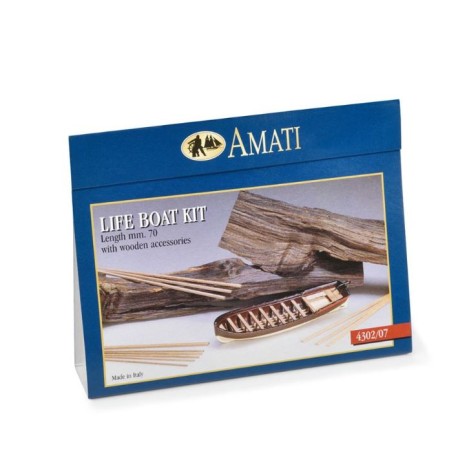 Botes salvavidas de madera-metal 70mm, 1 und. Marca Amati. Ref: 4302/07, 430207.