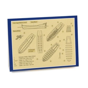 Botes salvavidas de madera-metal 105mm, 1 und. Marca Amati. Ref: 4302/10, 430210. 2