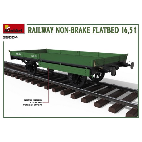 RAILWAY NON-BRAKE FLATBED 16,5 t . Escala 1:35. Marca Miniart. Ref: 39004.