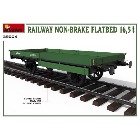 RAILWAY NON-BRAKE FLATBED 16,5 t . Escala 1:35. Marca Miniart. Ref: 39004.