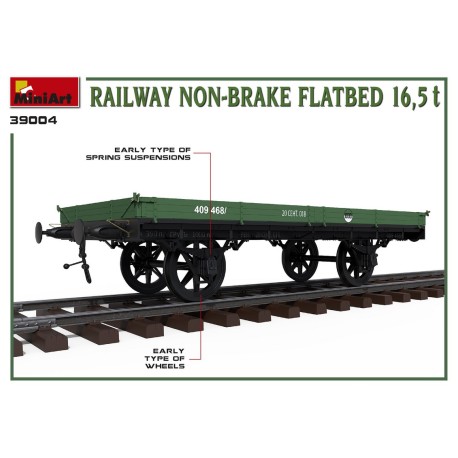 RAILWAY NON-BRAKE FLATBED 16,5 t . Escala 1:35. Marca Miniart. Ref: 39004.