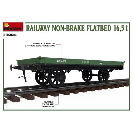 RAILWAY NON-BRAKE FLATBED 16,5 t . Escala 1:35. Marca Miniart. Ref: 39004.