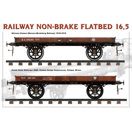 RAILWAY NON-BRAKE FLATBED 16,5 t . Escala 1:35. Marca Miniart. Ref: 39004.