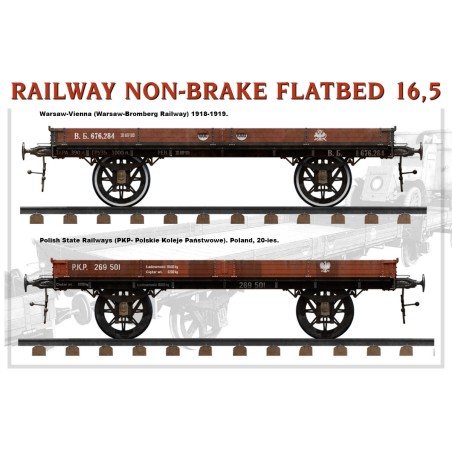 RAILWAY NON-BRAKE FLATBED 16,5 t . Escala 1:35. Marca Miniart. Ref: 39004.
