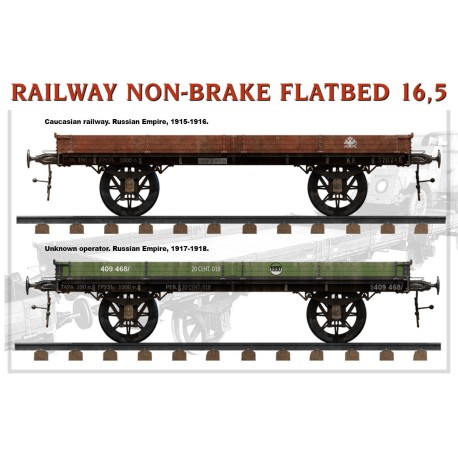 RAILWAY NON-BRAKE FLATBED 16,5 t . Escala 1:35. Marca Miniart. Ref: 39004.