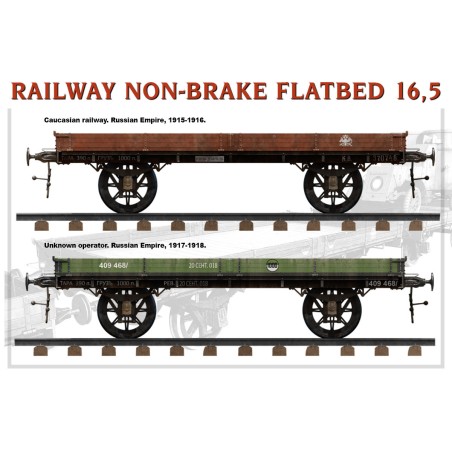 RAILWAY NON-BRAKE FLATBED 16,5 t . Escala 1:35. Marca Miniart. Ref: 39004.