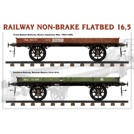 RAILWAY NON-BRAKE FLATBED 16,5 t . Escala 1:35. Marca Miniart. Ref: 39004.