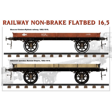 RAILWAY NON-BRAKE FLATBED 16,5 t . Escala 1:35. Marca Miniart. Ref: 39004.