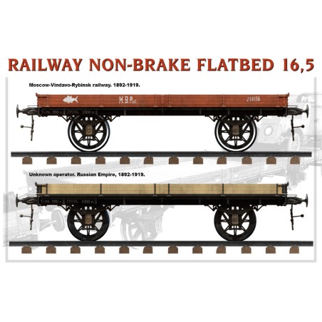 RAILWAY NON-BRAKE FLATBED 16,5 t . Escala 1:35. Marca Miniart. Ref: 39004.
