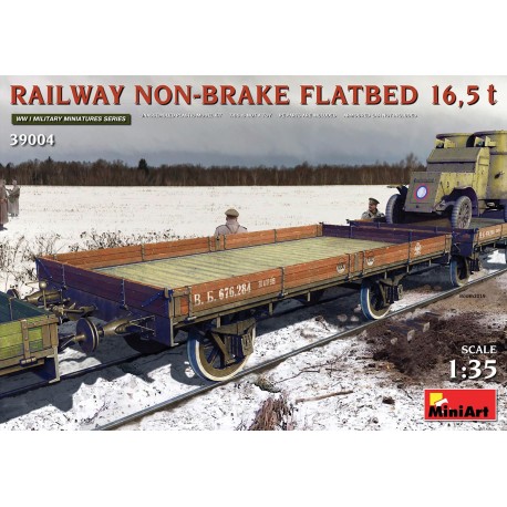 RAILWAY NON-BRAKE FLATBED 16,5 t . Escala 1:35. Marca Miniart. Ref: 39004.
