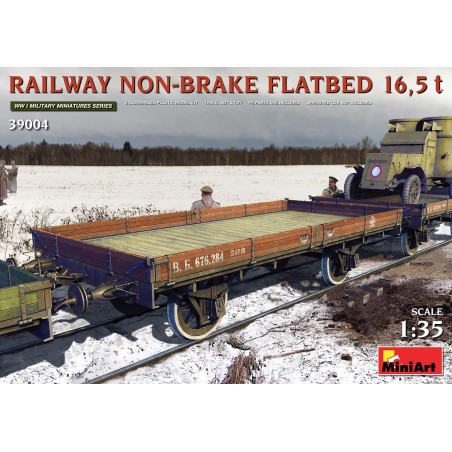 RAILWAY NON-BRAKE FLATBED 16,5 t . Escala 1:35. Marca Miniart. Ref: 39004.